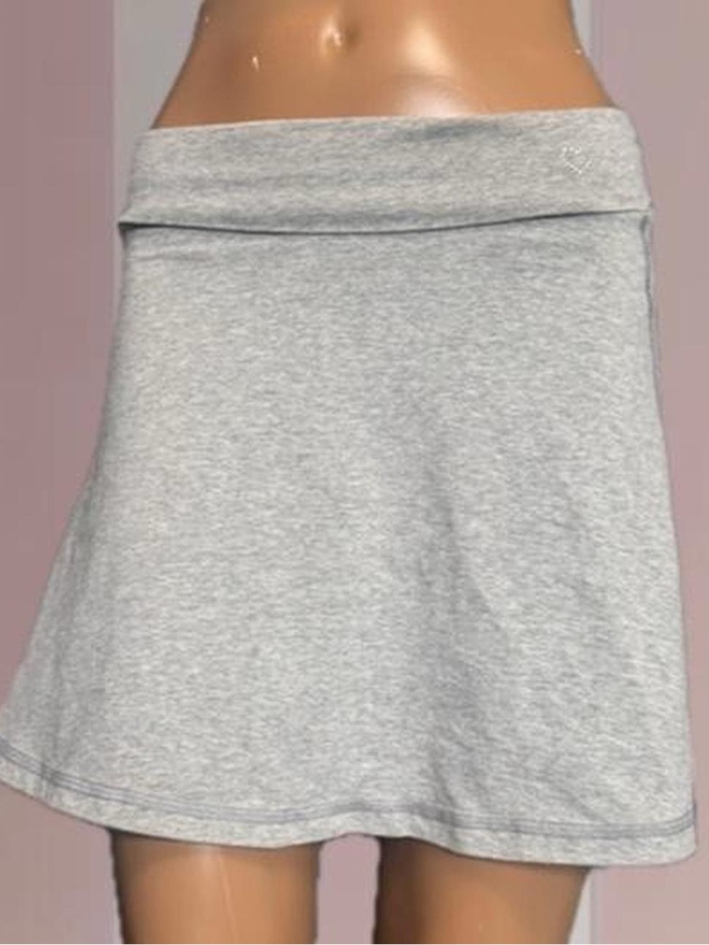 GAP Y2K Grey mini skirt with fold-over waist & heart detail